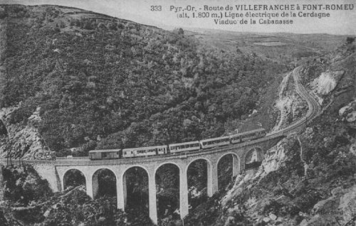 Le train jaune sur le viaduc de La Cabanasse